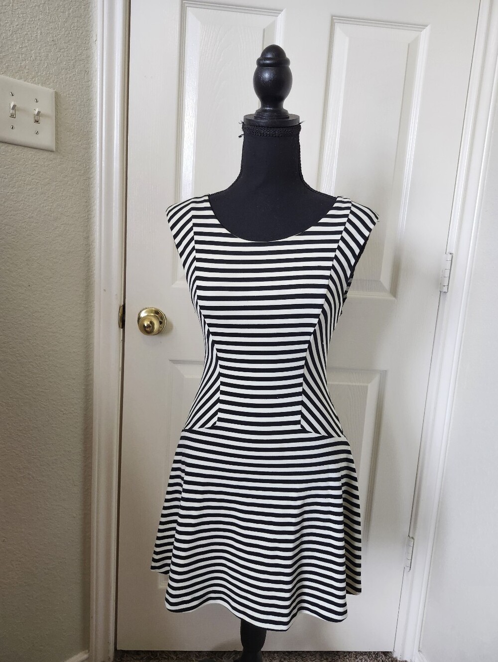 Free People Black White Striped Mini Dress XS